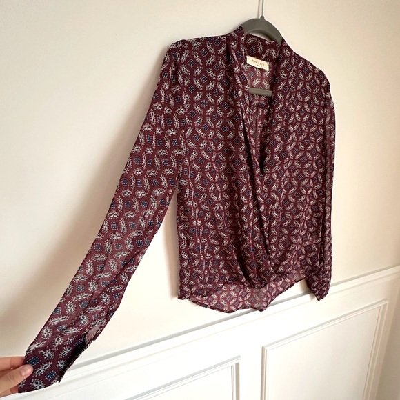 Sophie Rue Maroon Sheer Top - Picture 3 of 6